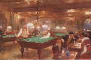 Jean Beraud The Billiard Parlour painting